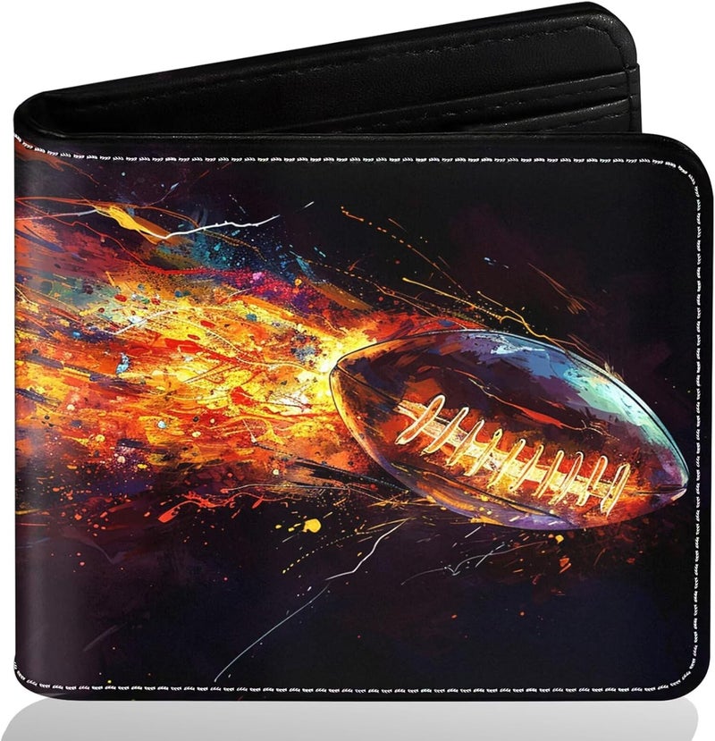 ZHIMEBYE Boys Wallet for Teens, Cool Kids Wallet for Boys Ages 8-10 9-12 11-15, Funny Football Leather Bifold Rfid Blocking, Coin Pocket Id Window for Teen Men Youth Guys Birthday Christmas Gifts - Image 1